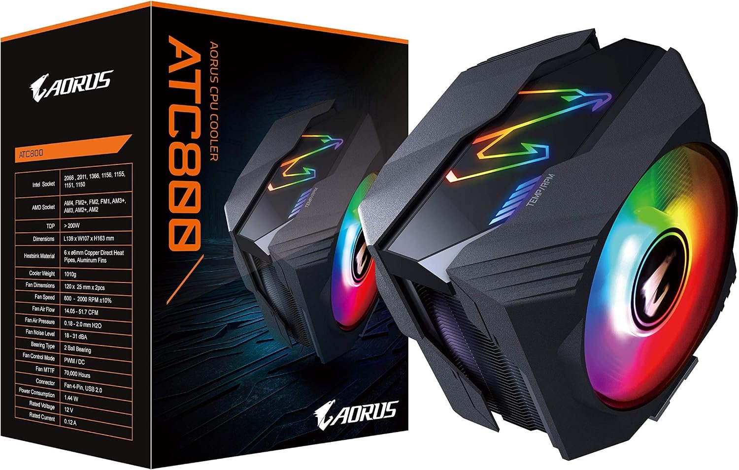AORUS ATC800 CPU Cooler Smart RGB Part #: GP-ATC800