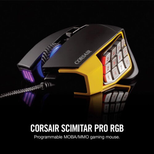 Corsair Scimitar PRO RGB Optical MOBA/MMO Gaming Mouse – Yellow Part #: CH-9304011-EU