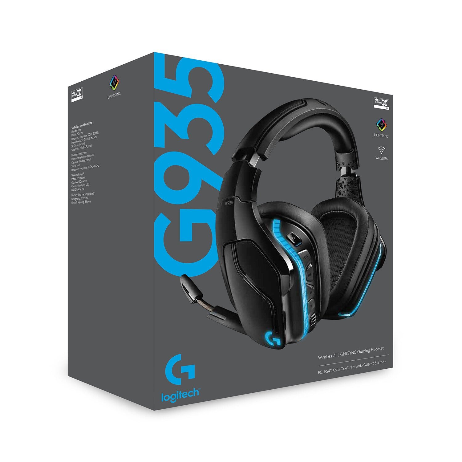 Logitech G935 Wireless 7.1 Surround Sound LIGHTSYNC RGB Gaming Headset Part #: 981-000744 - Image 2
