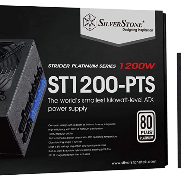 SilverStone Technology 1200 Watt Fully Modular 80 Plus Platinum Power Supply in Ultra Compact 140MM in Depth ST1200-PTS