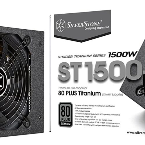 SilverStone Technology ST1500-TI, 80 Plus Titanium 1500W Fully Modular ATX/PS2 Power Supply, SST-ST1500-TI-X, Black
