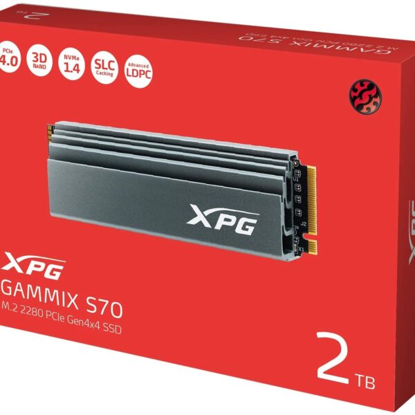 XPG GAMMIX S70 2TB M.2 2280 PCIe Gen4 x4 NVMe 1.4 7400/6400/s Internal SSD (AGAMMIXS70-2T-C)