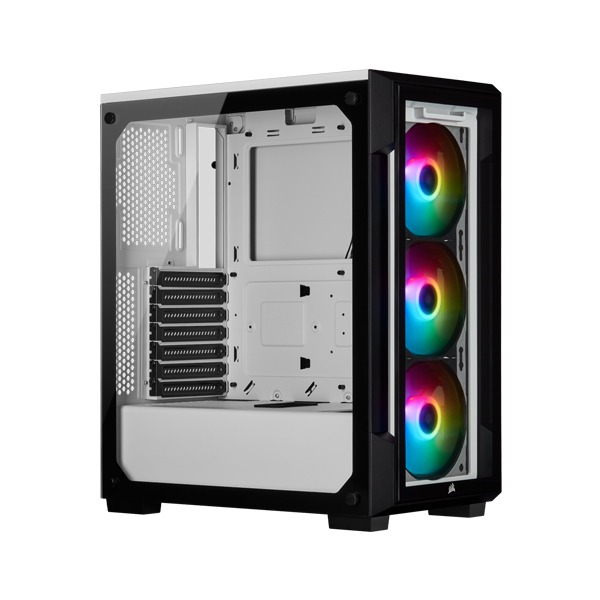 Corsair ATX iCUE 220T RGB Tempered Glass Mid-Tower Smart Case — White