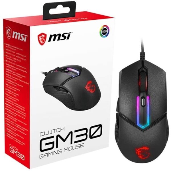 MSI Clutch GM30 6200 DPI Adjustable Omron Switch Symmetrical Design Wired RGB Gaming Mouse