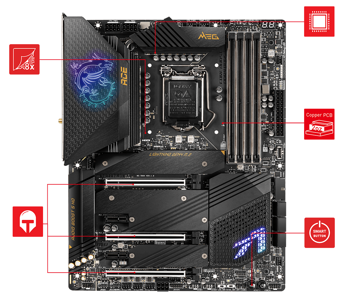 MSI MEG Z590 ACE ATX Motherboard Brand: Msi Part #: 911-7D04-007