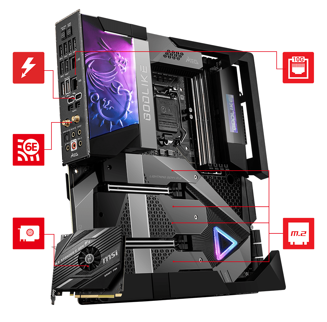 MSI MEG Z590 GODLIKE Extended ATX Motherboard Brand: MSI Part #: 911-7D03-002 - Image 2