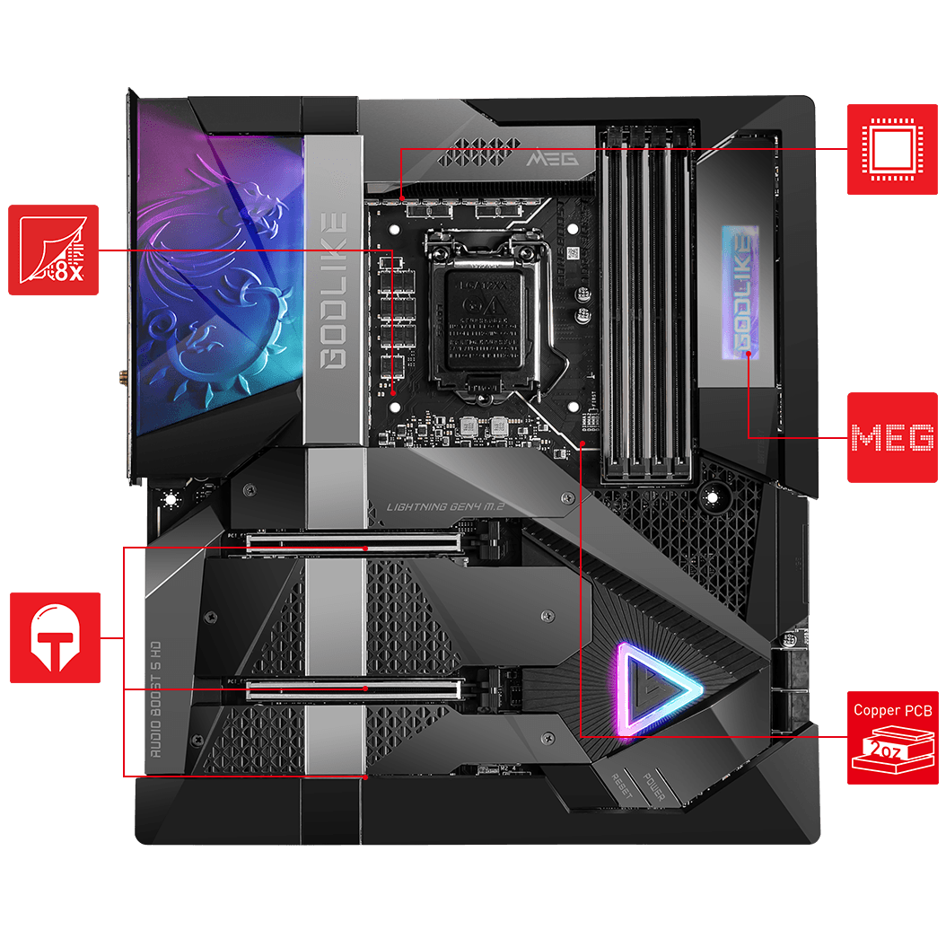 MSI MEG Z590 GODLIKE Extended ATX Motherboard Brand: MSI Part #: 911-7D03-002 - Image 3