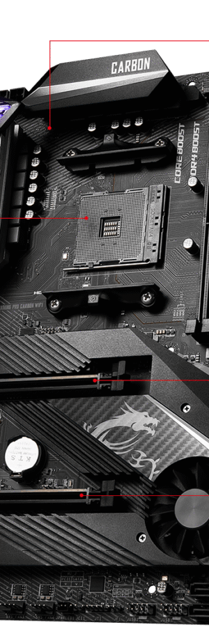 MSI MPG X570 GAMING PRO CARBON WIFI Motherboard (AMD AM4, DDR4, PCIe 4.0, SATA 6Gb/s, M.2, USB 3.2 Gen 2, AX Wi-Fi 6, HDMI, ATX)