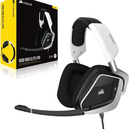Corsair VOID RGB ELITE USB Premium White Gaming Headset with 7.1 Surround Sound Brand: Corsair Part #: CA-9011204-NA
