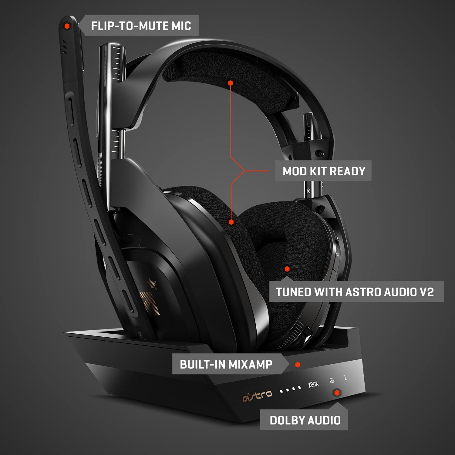 Astro A50 Gaming Headset Gen 4 Wireless Black For Xbox One PC Brand: Astro Gaming Part #: 5099206083691 - Image 2