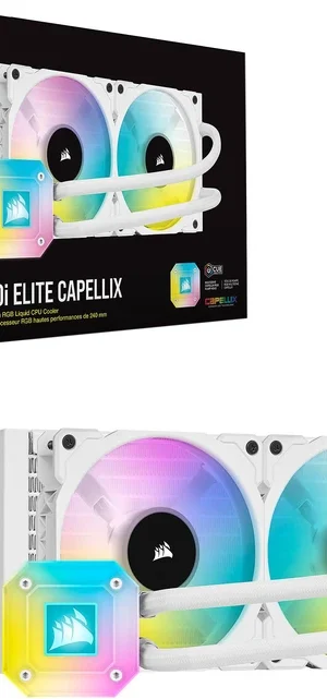 Corsair H100i Elite Capellix 240MM CPU Liquid Cooler - White Brand: Corsair Part #: CW-9060050-WW