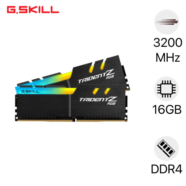 G.SKILL 32GB (2x16)TridentZ RGB 3200Mhz DDR4 Memory Brand: G SKILL Part #: F4-3200C16D-32GTZR - Image 2