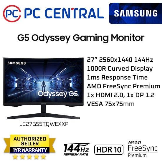 Samsung G5 Odyssey 27 Inch 2K 144Hz 1000R Curved Monitor Brand: Samsung Part #: LC27G55TQWMXUE - Image 3
