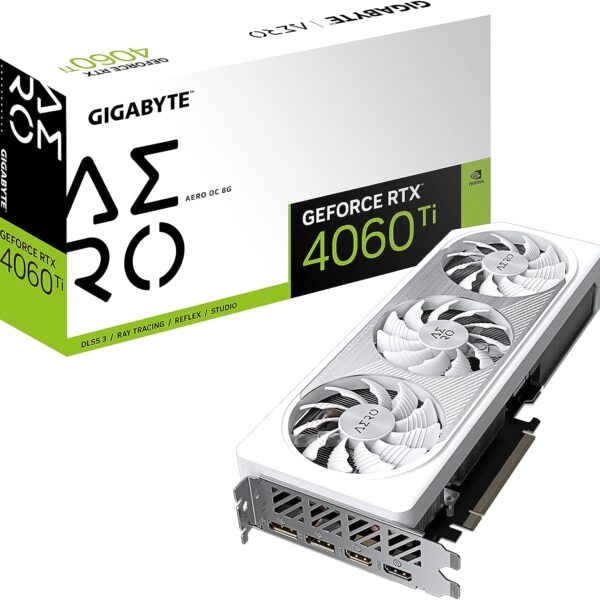 Gigabyte GeForce RTX 4060 Ti AERO OC 8G Graphics Card, 3X WINDFORCE Fans, 8GB 128-bit GDDR6, GV-N406TAERO OC-8GD Video Card