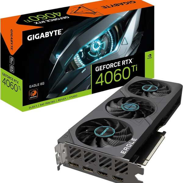 Gigabyte GeForce RTX 4060 Ti Eagle 8G Graphics Card, 3X WINDFORCE Fans, 8GB 128-bit GDDR6, GV-N406TEAGLE-8GD Video Card