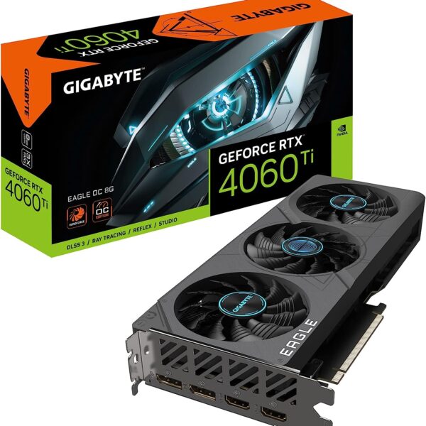 Gigabyte GeForce RTX 4060 Ti Eagle OC 8G Graphics Card, 3X WINDFORCE Fans, 8GB 128-bit GDDR6, GV-N406TEAGLE OC-8GD Video Card
