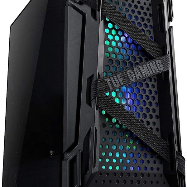 ASUS TUF Gaming GT301 Mid-Tower Compact Case for ATX Motherboards with honeycomb Front Panel, 120mm AURA Addressable RBG fans, headphone hanger, and 360mm radiator support, 2 x USB 3.2