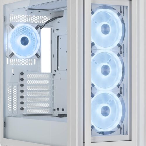 Corsair iCUE 5000X RGB QL Edition Mid-Tower Case – True White (Four CORSAIR QL120 RGB Fans, Included CORSAIR iCUE Lighting Node CORE, Easy Cable Management, 136 Total RGB LEDs) White