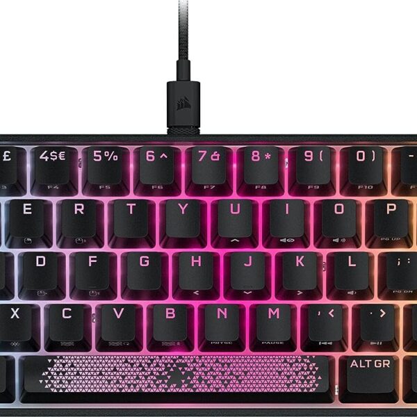 Corsair K65 RGB MINI 60% Mechanical Wired Gaming Keyboard – CHERRY MX RED Switches – PBT Double-Shot Keycaps – iCUE Compatible – QWERTY UK Layout – Black