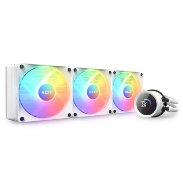 NZXT Kraken Elite 360 RGB – White 360mm AIO Liquid Cooler with LCD Display and RGB Fans