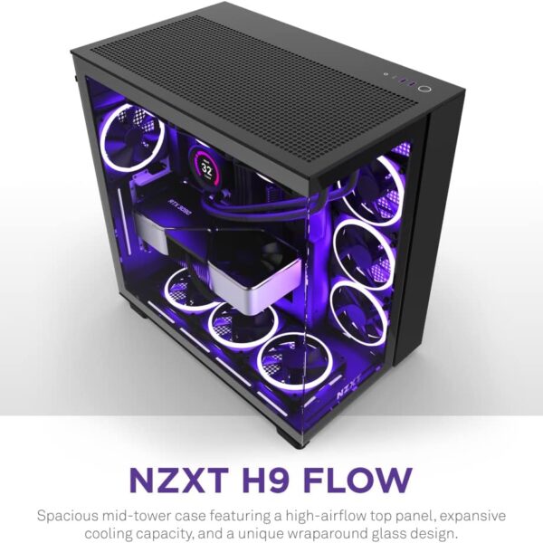 CM-H91FB-01   NZXT H9 Flow Dual-Chamber Mid-Tower Airflow Case – Black
