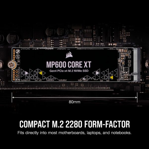 Corsair MP600 CORE XT 1TB PCIe Gen4 x4 NVMe M.2 SSD – High-Density QLC NAND – M.2 2280 – DirectStorage Compatible - Up to 5,000MB/sec – Great for PCIe 4.0 Notebooks and Desktops – Black