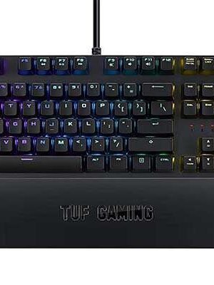 Asus Mechanical Pc Gaming Keyboard For Pc - Tuf K3 | Programmable Onboard Memory | Dedicated Media Controls, Aura Sync Rgb Lighting | Detachable Magnetic Wrist Rest | Highly Durable | Black, Red Liner