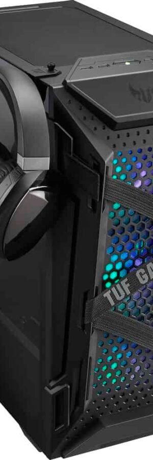 ASUS TUF Gaming GT301 Mid-Tower Compact Case for ATX Motherboards with honeycomb Front Panel, 120mm AURA Addressable RBG fans, headphone hanger, and 360mm radiator support, 2 x USB 3.2