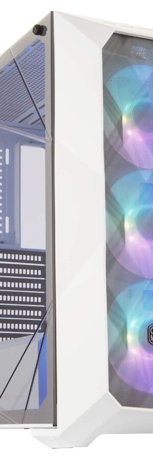 Cooler Master MasterBox TD500 Mesh White Airflow ATX Mid-Tower with Polygonal Mesh Front Panel, Crystalline Tempered Glass, E-ATX up to 10.5", Three 120mm ARGB Lighting Fans