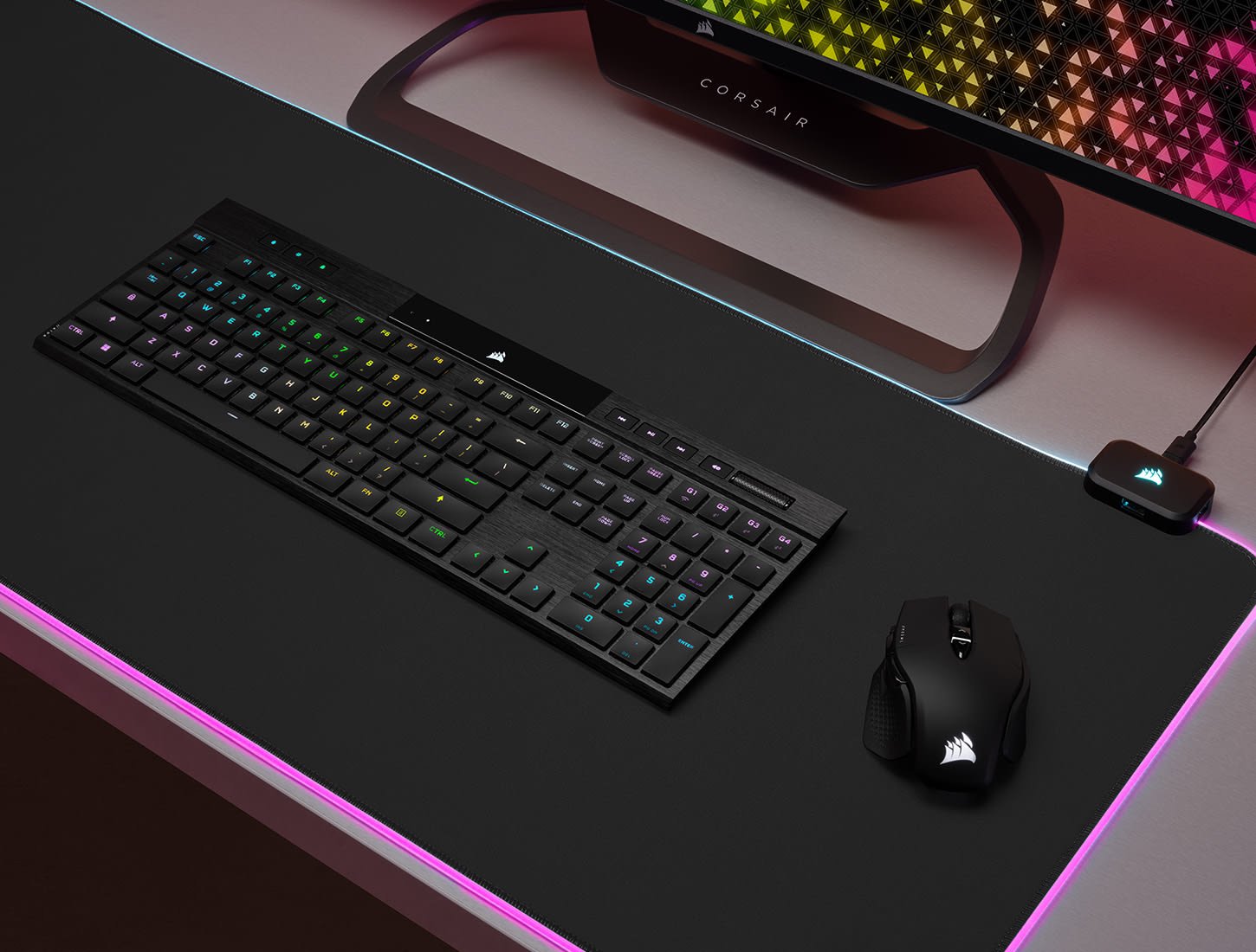 Corsair K100 AIR Wireless RGB Mechanical Gaming Keyboard - Ultra-Thin, Sub-1ms Slipstream , Low-Latency Bluetooth, Cherry MX Ultra Low Profile Keyswitches - NA Layout, QWERTY - Black