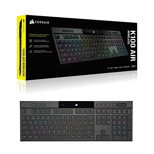 Corsair K100 AIR Wireless RGB Mechanical Gaming Keyboard - Ultra-Thin, Sub-1ms Slipstream , Low-Latency Bluetooth, Cherry MX Ultra Low Profile Keyswitches - NA Layout, QWERTY - Black - Image 2