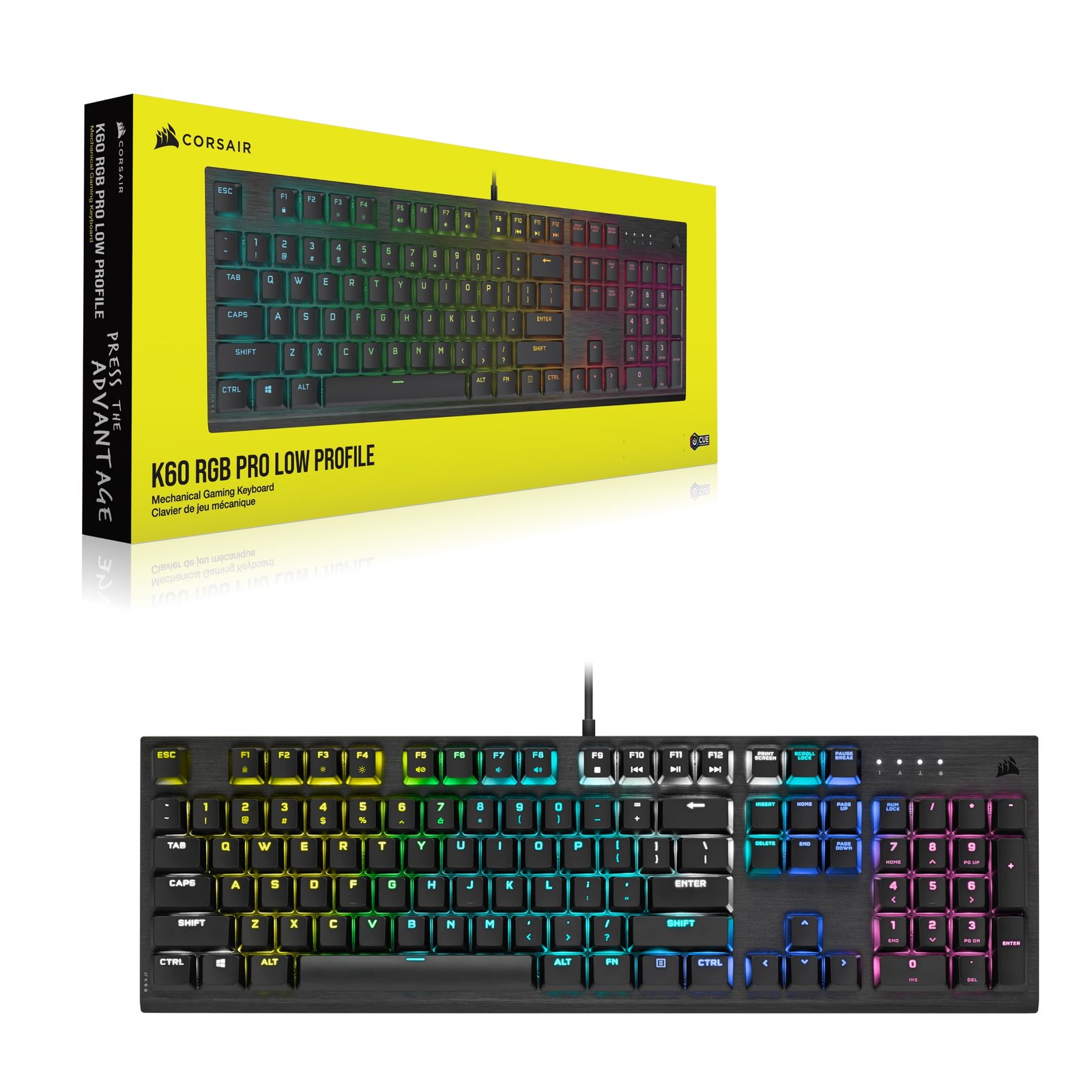 Corsair K60 RGB Pro Low Profile Mechanical Gaming Keyboard - CHERRY MX SPEED Mechanical Keyswitches – Slim and Streamlined Durable Aluminum Frame - Customizable Per-Key RGB Backlighting