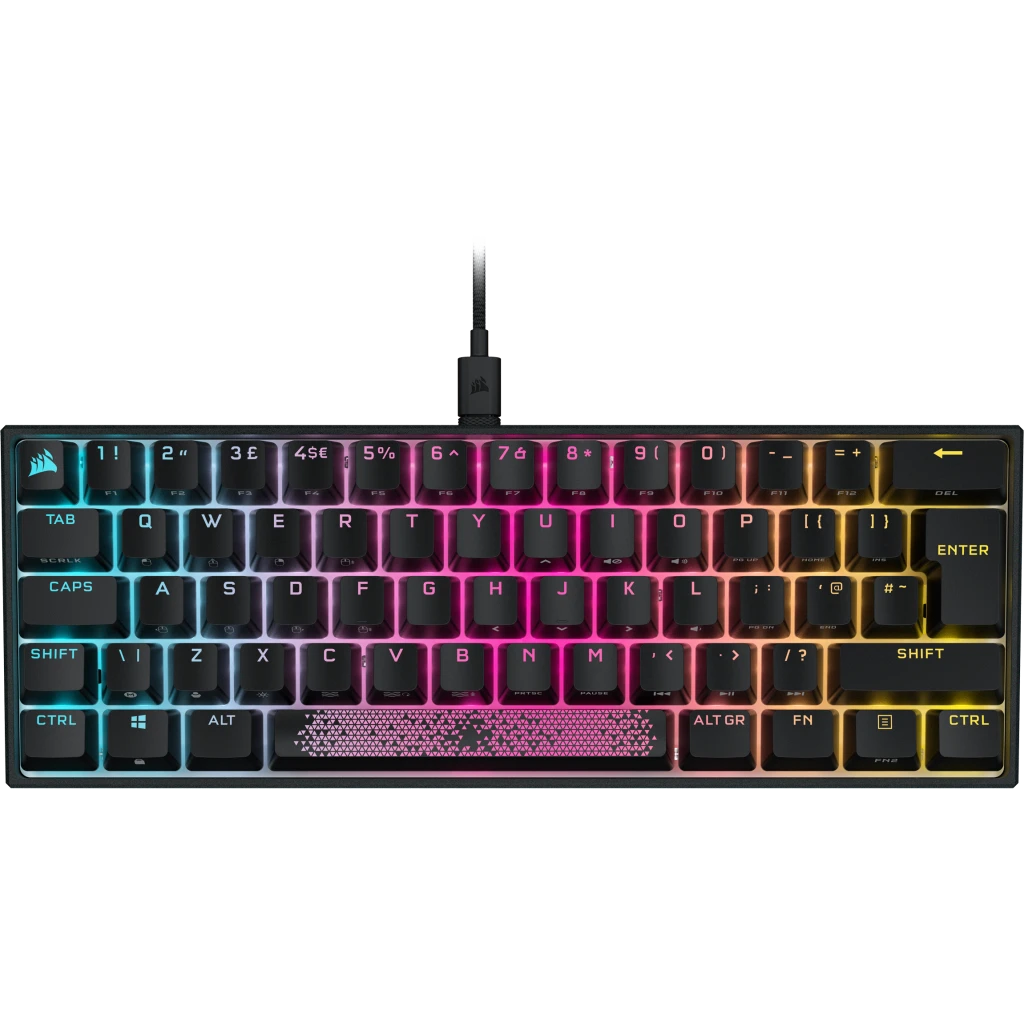 Corsair K65 RGB MINI 60% Mechanical Wired Gaming Keyboard - CHERRY MX RED Switches - PBT Double-Shot Keycaps - iCUE Compatible - QWERTY UK Layout - Black