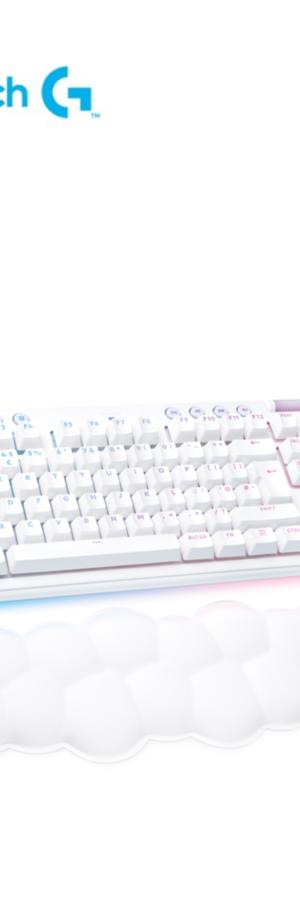 Logitech G713 Wired Mechanical Gaming Keyboard with LIGHTSYNC RGB Lighting, Tactile Switches (GX Brown), and Keyboard Palm Rest, PC and Mac Compatible - White Mist