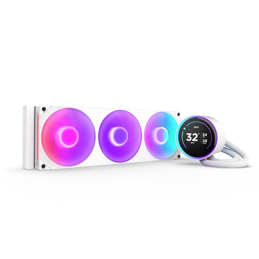 NZXT Kraken 360 RGB – White 360mm AIO Liquid Cooler with LCD Display and RGB Fans - Image 3