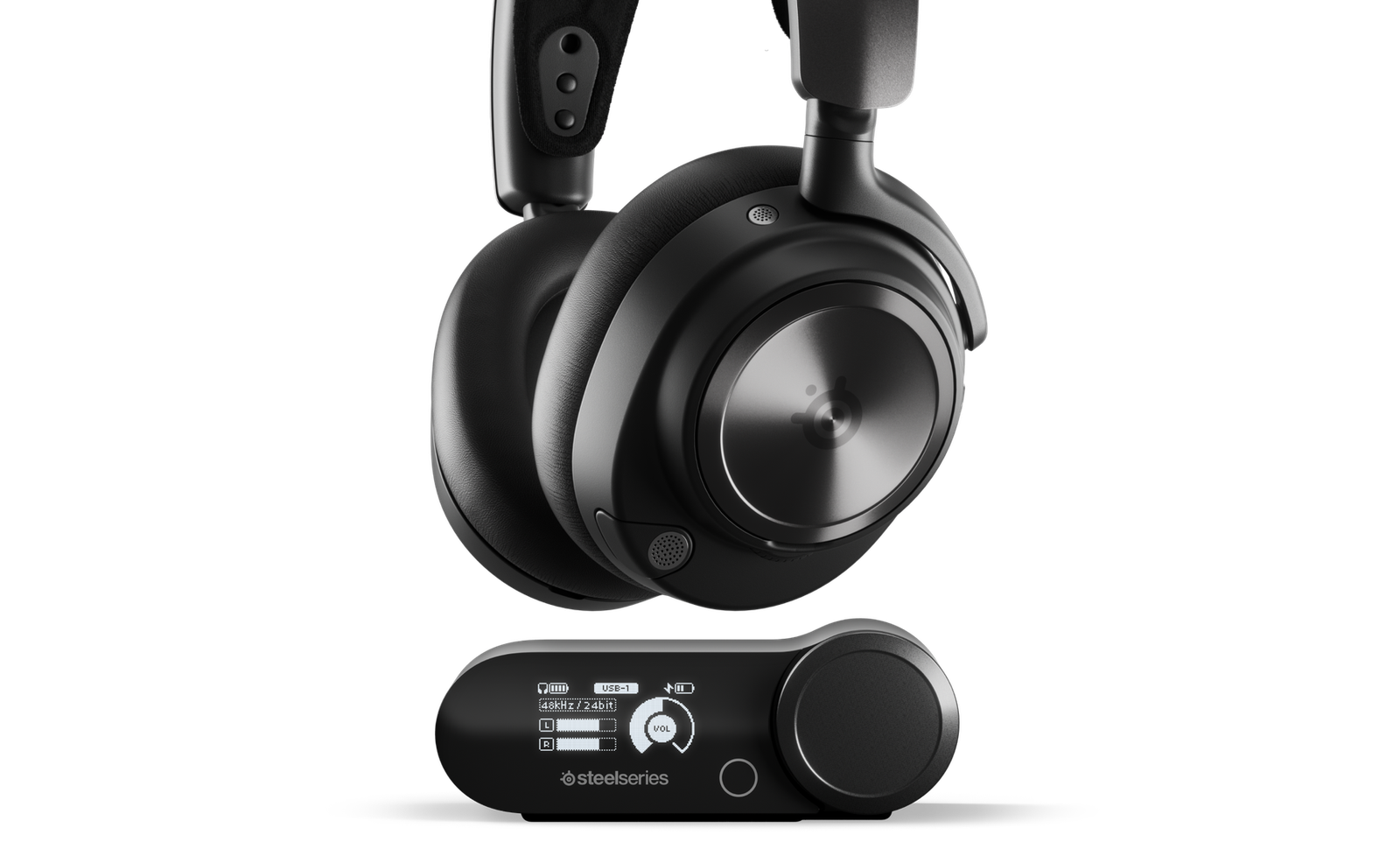 SteelSeries Arctis Nova Pro Wireless Gaming Headset, Dual Audio Streams, Active Noise Cancellation, Gen 2 Mic, Compatible with PS4 / PS5 / PC, Black