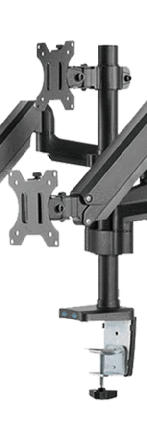 TM-26-C018UP Twisted Minds Premium Triple Monitor Arm, Stand And Mount For Gaming And Office Use 17" - 27" Up To 7 KG With USB Ports - Black – Flat & Curved