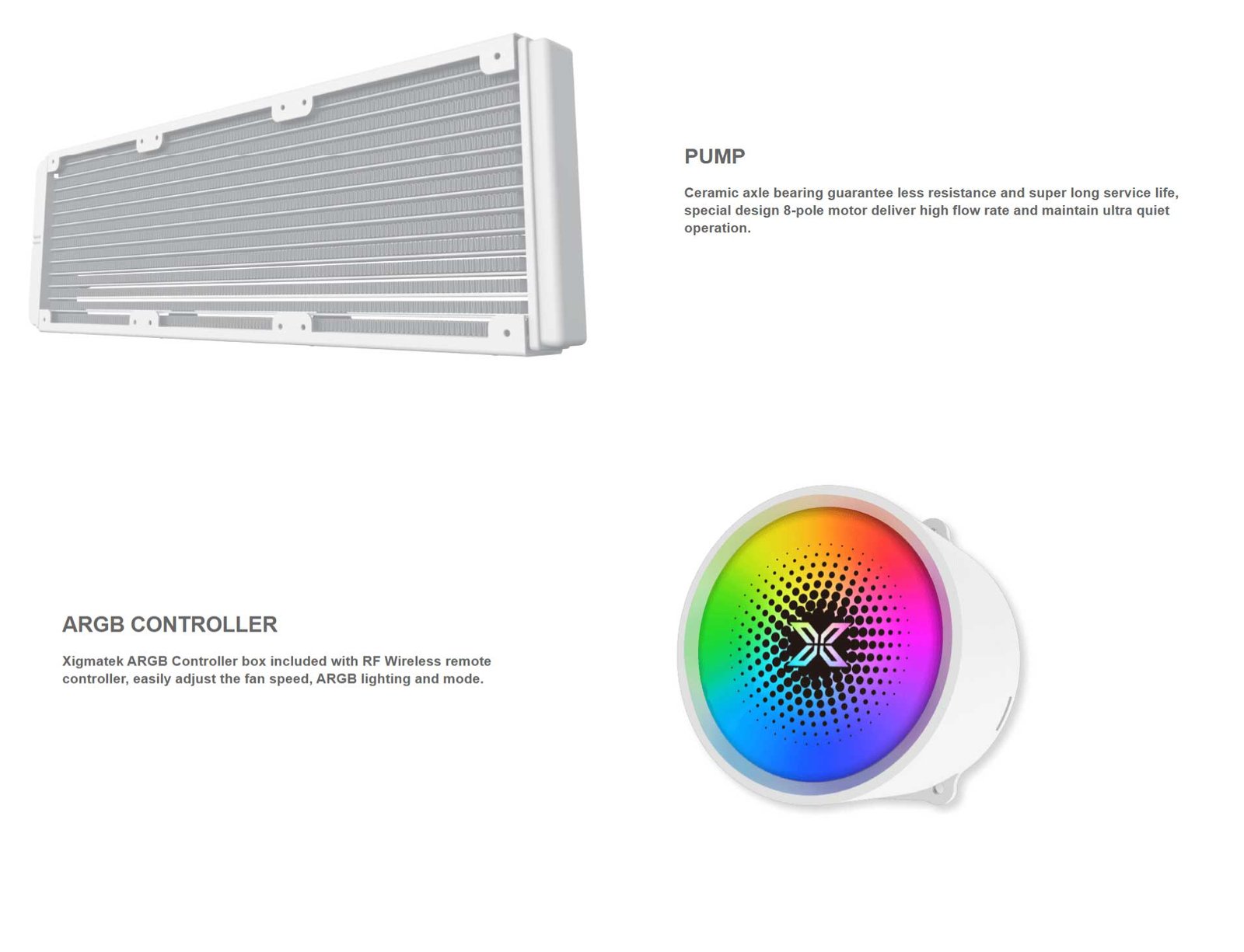 Xigmatek Liquid Killer X 360 Arctic ARGB CPU Liquid Cooler - White - Part #: EN40214 - Image 2