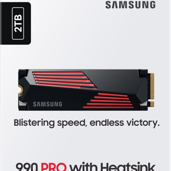 SAMSUNG 2TB 990 PRO with Heatsink NVMe M.2 SSD PS5 – 7450MB/s | Part # MZ-V9P2T0GW
