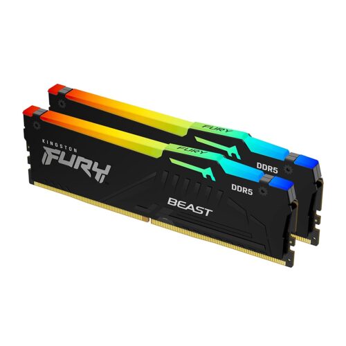 Kingston 64GB 5200MHz DDR5 Fury Beast RGB Desktop RAM Kit, (32GB x2) | Part # KF552C40BBAK2-64