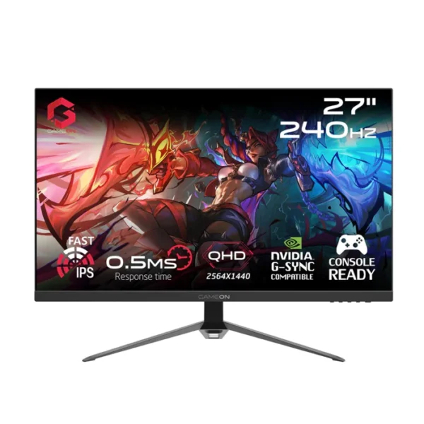 Gameon GOES27QHD 27″ 2K QHD IPS 240Hz 1ms GtG Gaming Monitor With AMD FreeSync & Nvidia G-Sync (Compatible ) HDMI 2.1 | Part # GOES27QHD240IPS