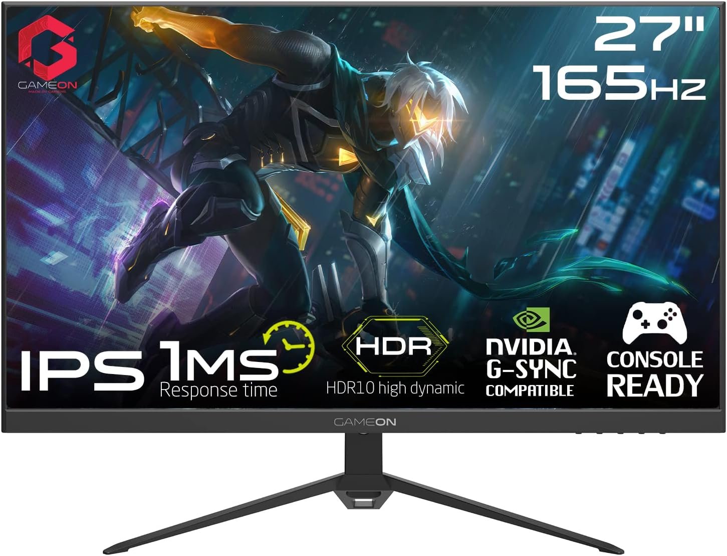 GAMEON GOP27QHD165 27" QHD, 165Hz, 1ms (2560x1440) 2K Flat IPS Gaming Monitor With G-Sync & FreeSync (HDMI 2.1 Console Compatible) - Black | Part # GOP27QHD165IPS