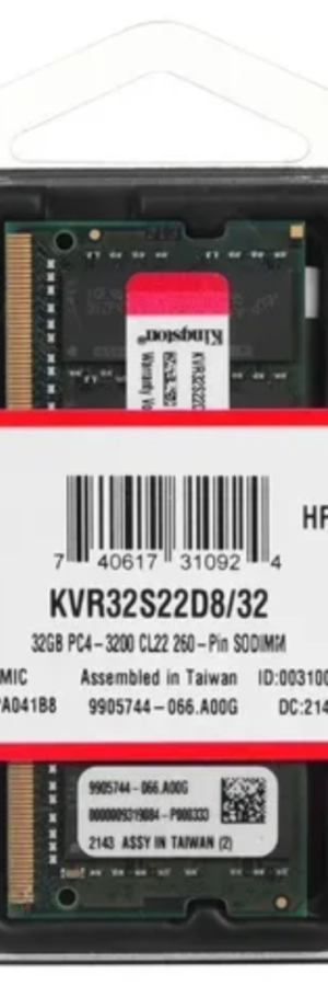 Kingston 32GB 3200MHz RAM DDR4 laptop Memory SODIMM | Part # KVR32S22D8/32
