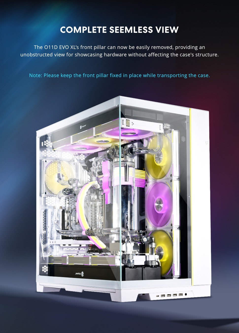 LIAN LI O11 Dynamic EVO Evolution Continues Aluminum Steel Tempered Glass ATX Mid Tower Case - White | Part # O11DEW-W - Image 2