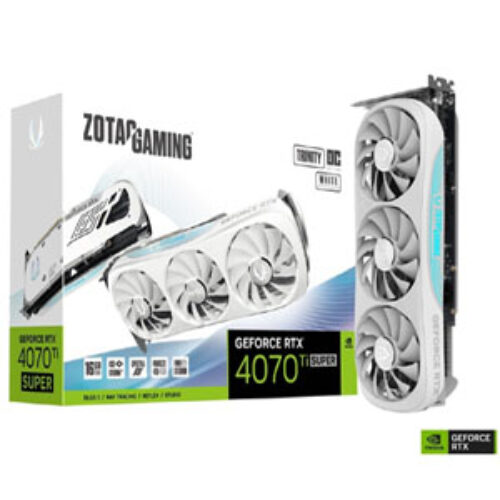 ZOTAC 16GB GAMING GeForce RTX 4070 Ti SUPER Trinity OC White Edition VGA Graphic Card | Part # ZT-D40730Q-10P