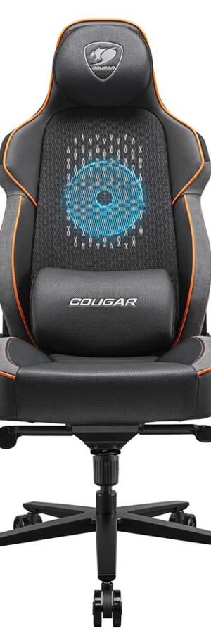 COUGAR NxSys Aero Gaming Chair with Integrated RGB Fan & Premium PVC Leather, Adjustable 3D Armrests, Elastomeric Mesh, Durable Steel Frame | Part # 3MARPBLB.0001