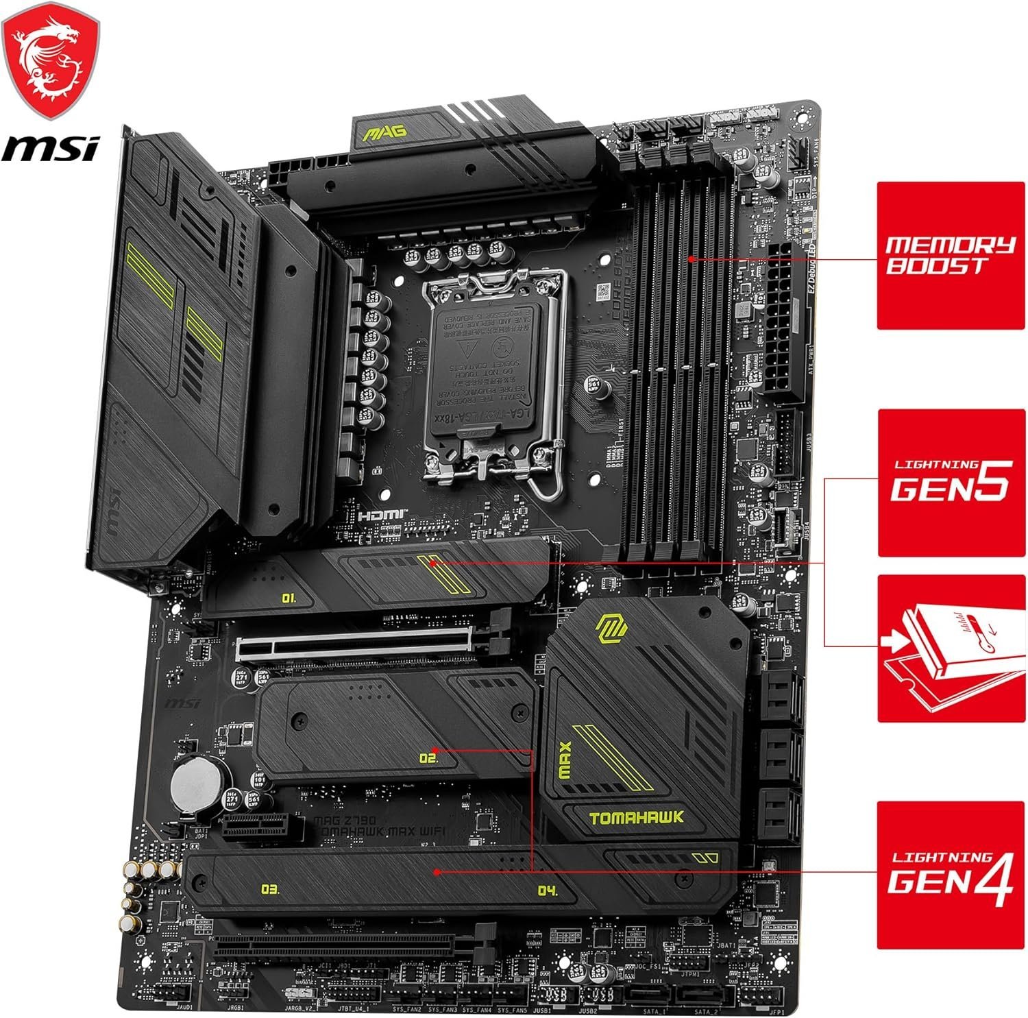 MSI MAG Z790 TOMAHAWK MAX WIFI DDR5 ATX Motherboard - Black | Part # 911-7E25-003 - Image 3