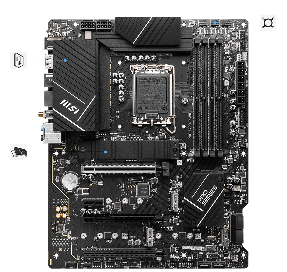 MSI PRO Z790-P WIFI DDR5 ATX Motherboard | Part # 911-7E06-022 - Image 2
