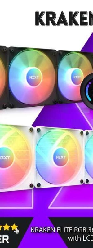 NZXT Kraken Elite 360 RGB – White 360mm AIO Liquid Cooler with LCD Display and RGB Fans | Part # RL-KR36E-W1