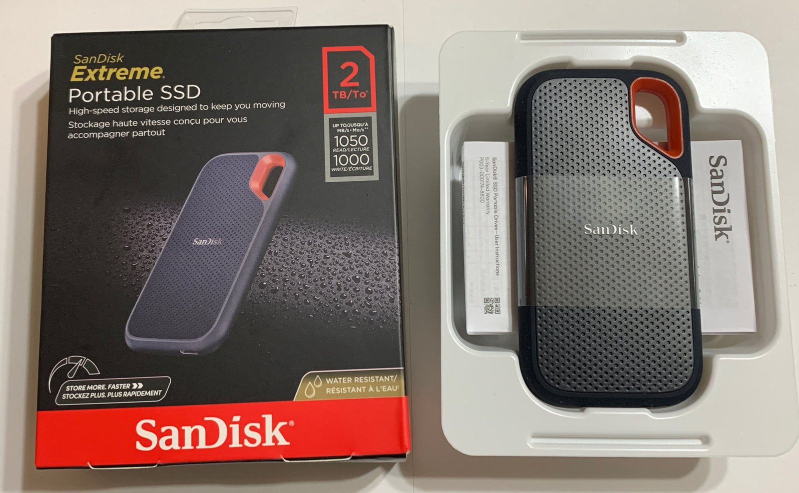SanDisk 2TB Extreme Portable SSD V2, 1050MB/s